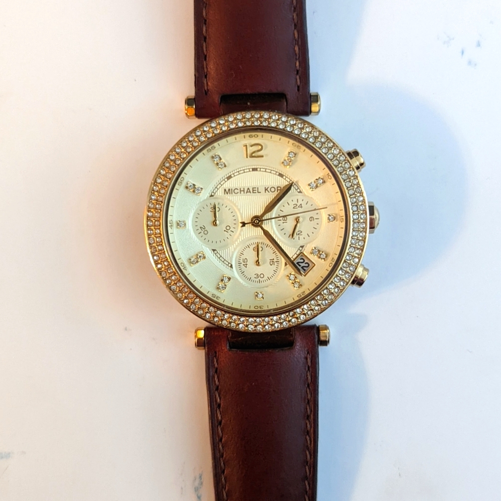 Michael Kors Parker Watch with Leather Strap